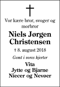Dødsannoncen for Niels Jørgen Christensen - Outrup