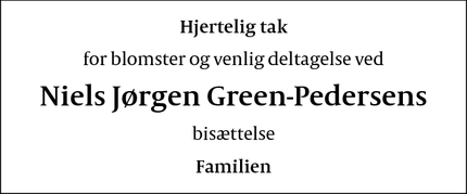 Taksigelsen for Niels Jørgen Green-Pedersens - Frederiksberg