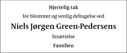 Taksigelsen for Niels Jørgen Green-Pedersens - Frederiksberg