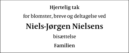 Dødsannoncen for Niels-Jørgen Nielsens - Frederiksberg, Danmark