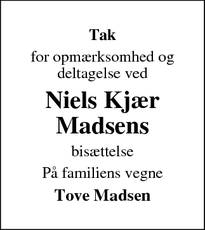 Taksigelsen for Niels Kjær
Madsen - Store Darum