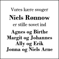 Dødsannoncen for Niels Rønnow - Herning