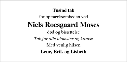 Taksigelsen for Niels Roesgaard Moses - Lemvig