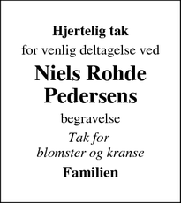 Taksigelsen for Niels Rohde Pedersens - Viborg