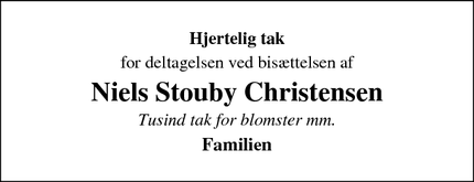 Taksigelsen for Niels Stouby Christensen - Helsingør