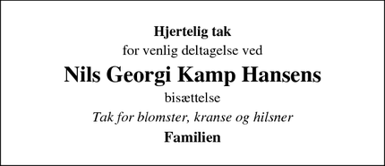 Taksigelsen for Nils Georgi Kamp Hansen - Odense