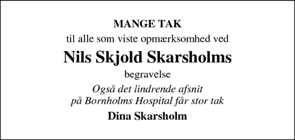 Taksigelsen for Nils Skjold Skarsholm - Nexø