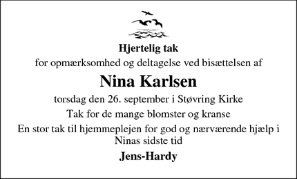 Taksigelsen for Nina Karlsen - Støvring