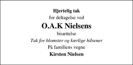 Taksigelsen for O.A.K Nielsen - Frederiksværk