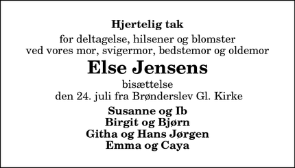 Taksigelsen for Else Jensen - Støvring