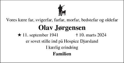 Dødsannoncen for Olav Jørgensen - Ørsted