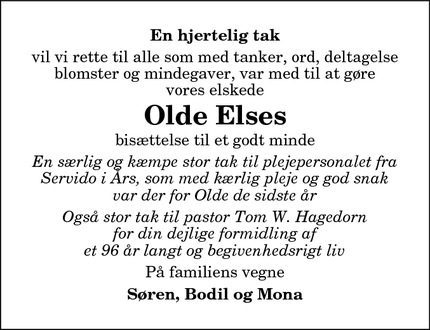 Taksigelsen for Olde Else - Fjerritslev