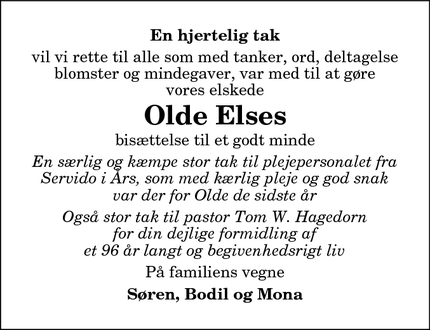 Taksigelsen for Olde Else - Fjerritslev