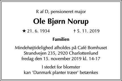 Dødsannoncen for Ole Bjørn Norup - Roskilde