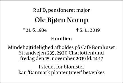 Dødsannoncen for Ole Bjørn Norup - Roskilde