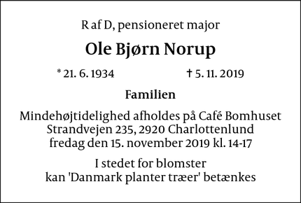 Dødsannoncen for Ole Bjørn Norup - Roskilde