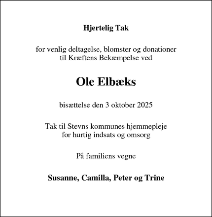 Taksigelsen for Ole Elbæk - Køge