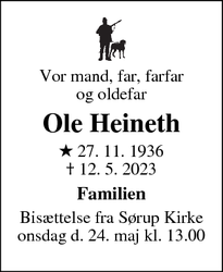 Dødsannoncen for Ole Heineth - Horsens