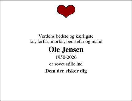 Dødsannoncen for Ole Jensen - Hillerød