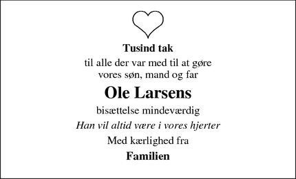 Taksigelsen for Ole Larsens - Brøndby
