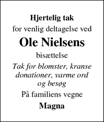 Taksigelsen for Ole Nielsens - Næstved