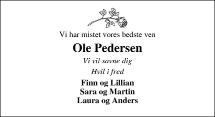 Dødsannoncen for Ole Pedersen - Lemvig