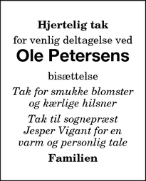 Taksigelsen for Ole Petersen - Nakskov