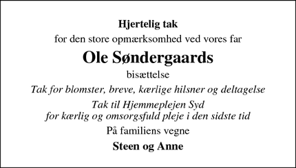 Taksigelsen for Ole Søndergaards - Taastrup 