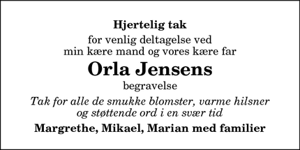 Taksigelsen for Orla Jensens - Sindal