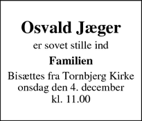 Dødsannoncen for Osvald Jæger - odense