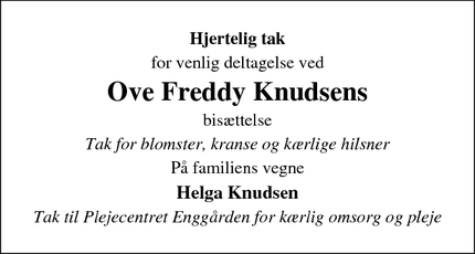 Taksigelsen for Ove Freddy Knudsen - Struer