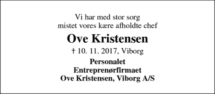Dødsannoncen for Ove Kristensen - Viborg