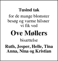 Taksigelsen for Ove Møllers - Melfar 
