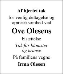 Taksigelsen for Ove Olesens - Viborg