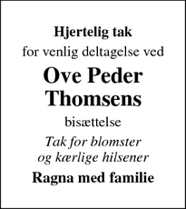 Taksigelsen for Ove Peder
Thomsen - Struer