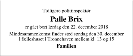 Dødsannoncen for Palle Brix - Nyborg