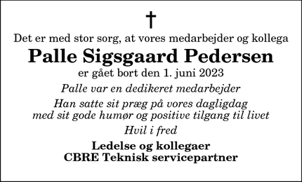 Dødsannoncen for Palle Sigsgaard Pedersen - 9000 Aalborg