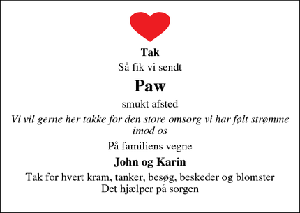 Taksigelsen for Paw - viborg