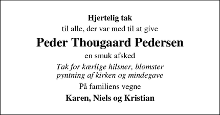 Taksigelsen for Peder Thougaard Pedersen - Thyborøn