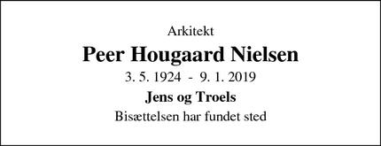 Dødsannoncen for PEER HOUGAARD NIELSEN - Aulum