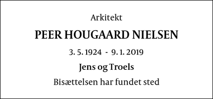 Dødsannoncen for PEER HOUGAARD NIELSEN - Aulum