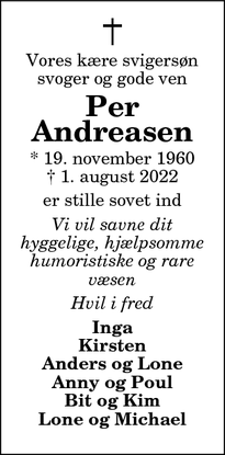 Dødsannoncen for Per Andreasen - Thisted