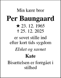 Dødsannoncen for Per Baungaard - Horsens