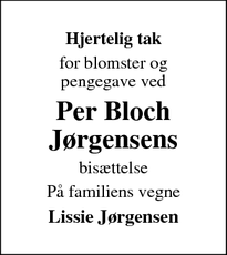 Taksigelsen for Per Bloch
Jørgensens - Løgstrup