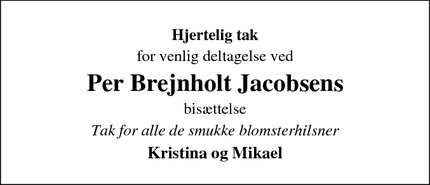 Taksigelsen for Per Brejnholt Jacobsens - Assens