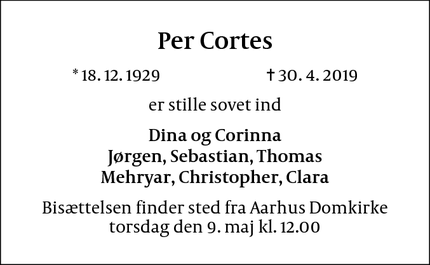 Dødsannoncen for Per Cortes - Marslet