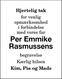 Taksigelsen for Per Emmike
Rasmussens - Rødby