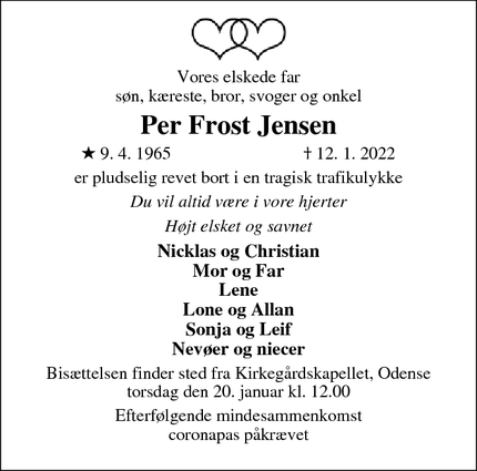 Dødsannoncen for Per Frost Jensen - Thisted