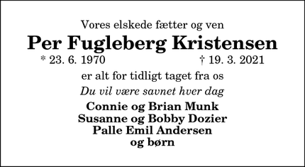 Dødsannoncen for Per Fugleberg Kristensen - Thisted