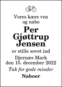 Dødsannoncen for Per Gjøttrup
Jensen - Thisted
